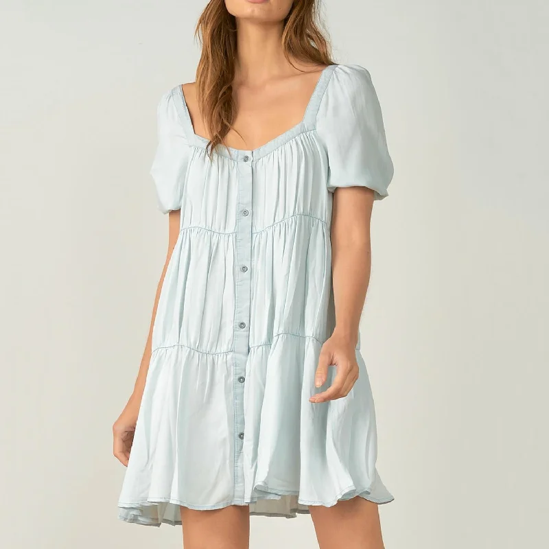 Retro Lace Fabric Riverside Dress In Denim