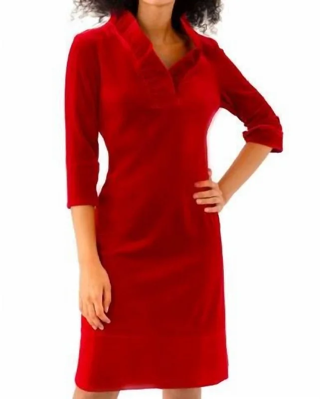 Street Personality Style Ruffneck Dress In Silky Velvet