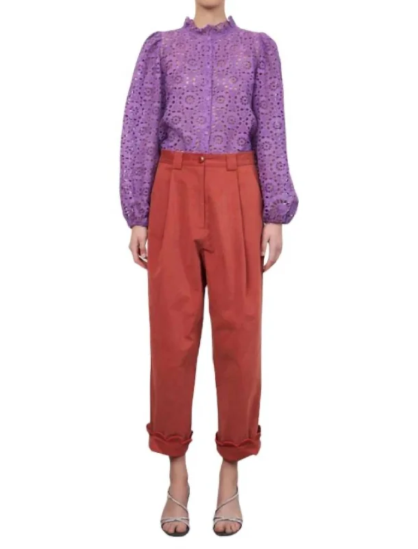 Goddess Style Comfortable Series Saja Wide Leg Pants In Rust