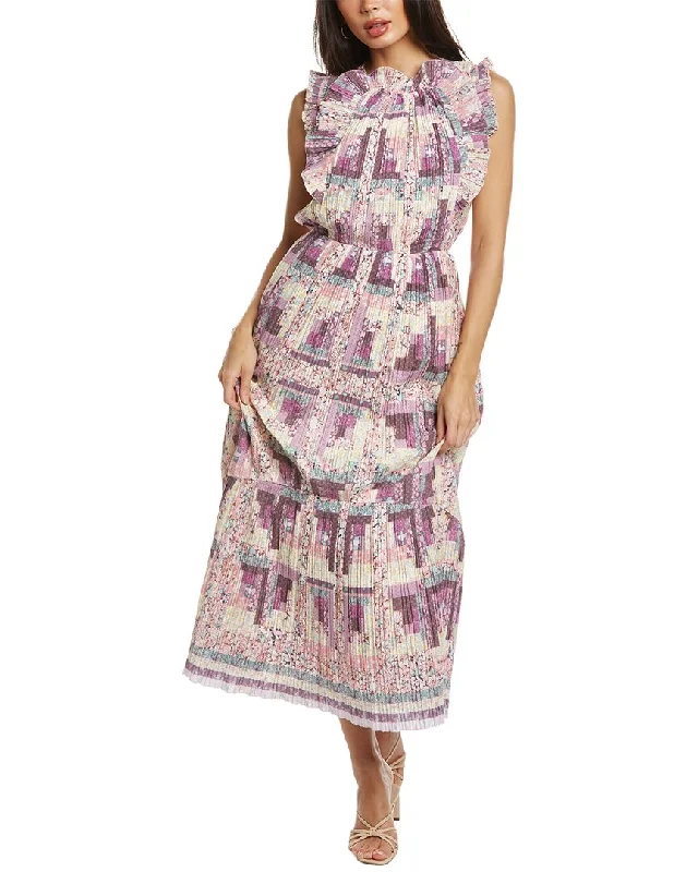 Street Style Suit SEA NY Naya Print Box Pleat Maxi Dress