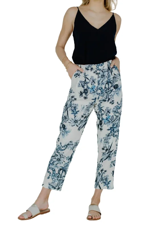 Classic Style Romantic Data Sheila Pant In Ivory/blue