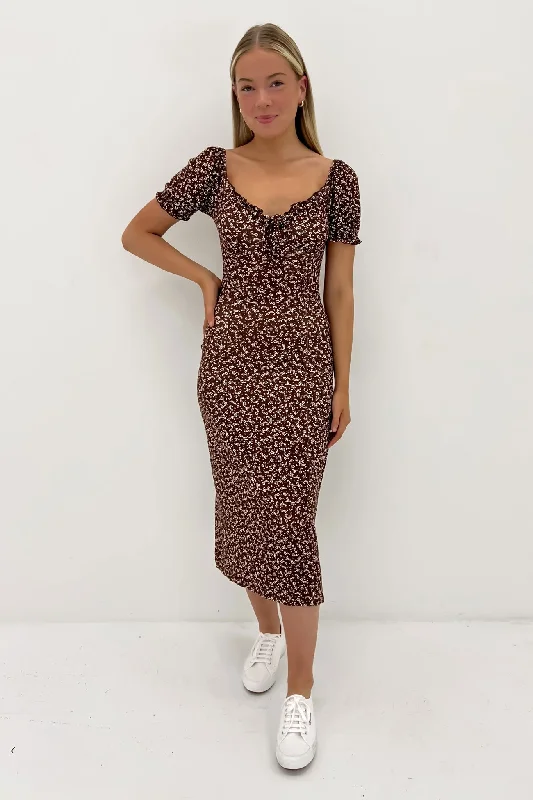 New Autumn And Winter Styles Embroidered Letters Sophie Midi Dress Print