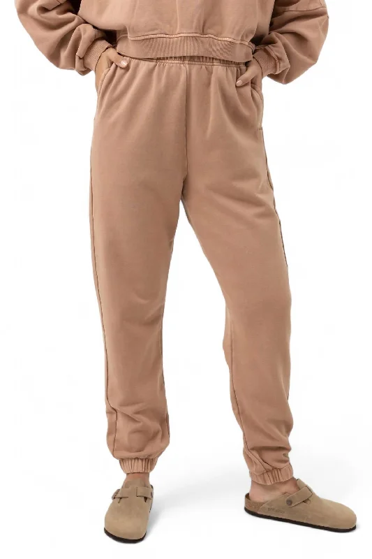 Basic Version Lazy Home Stacked Track Pant In Caramel
