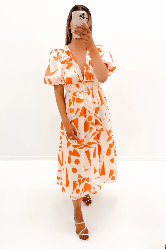 Refreshing Design Simple Style Tali Midi Dress Orange