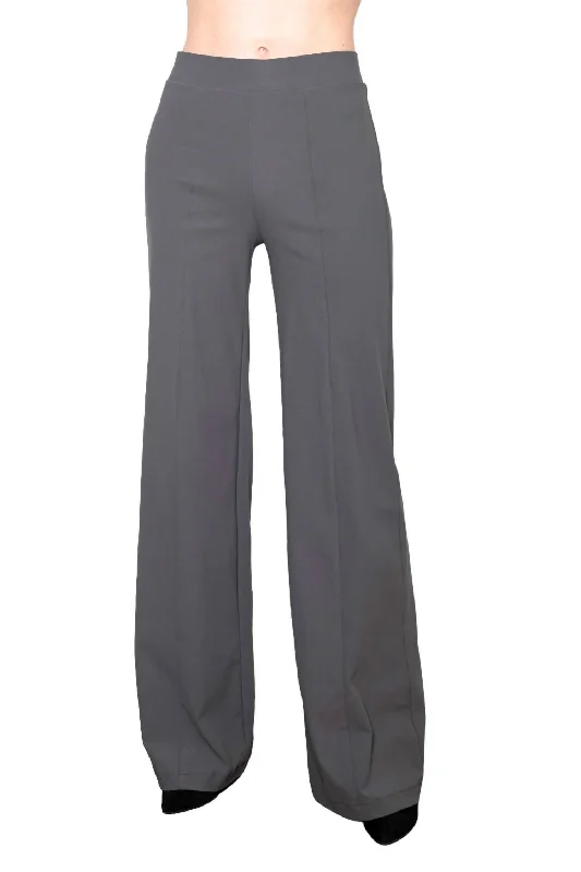 British Style Sports Design Tech Stretch Wide Pants In Grey