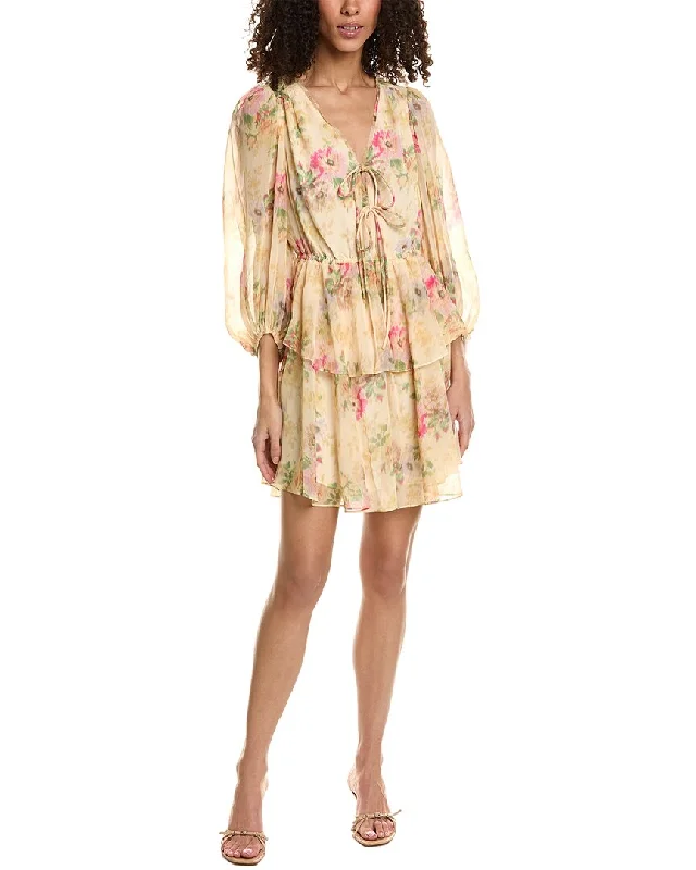 Fashionable And Fashionable Luxury Temperament Ted Baker Printed Tie-Front Mini Dress