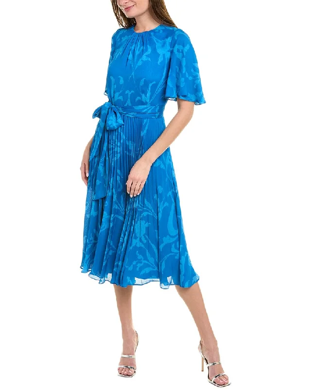 Romantic Data British Style Teri Jon by Rickie Freeman Flutter Sleeve Midi Dress