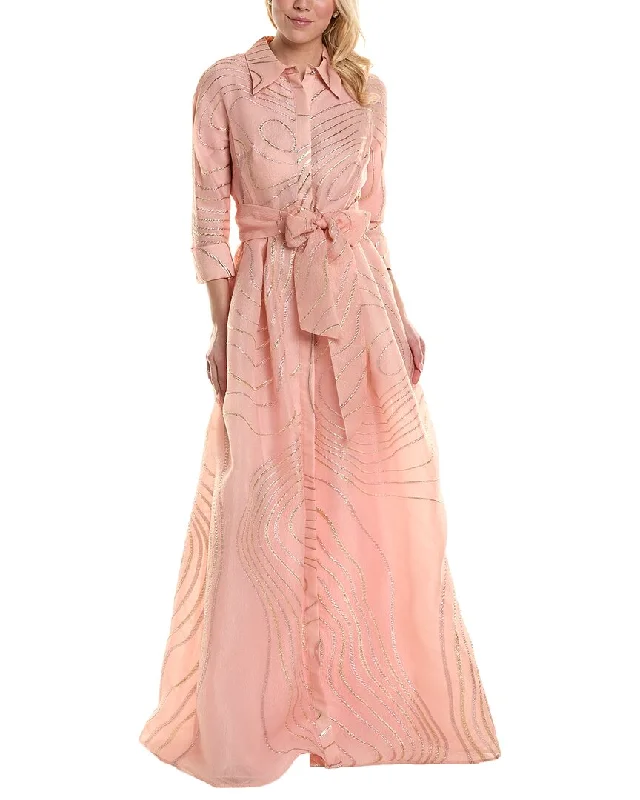 Cute Design New Products Teri Jon by Rickie Freeman Jacquard Shirt Gown