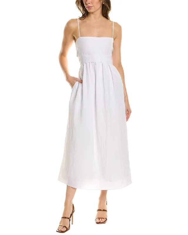 Sports Fashion Youthful Street Fashion Vince Tie Empire-Waist Midi Dress