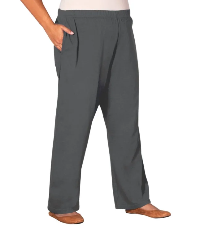 Integrated Design Comfortable Design Wide Leg Cotton Knit Pants - Plus In Gray