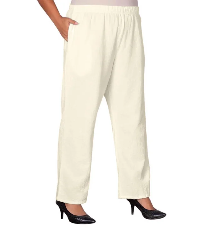 Casual And Versatile Wide Leg Crinkle Cotton Pants - Plus In Arctic White