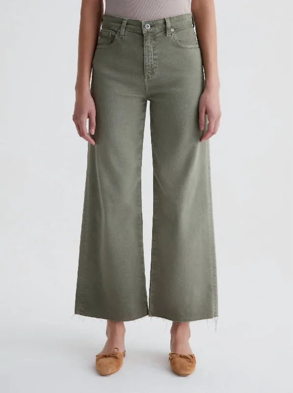Multifunctional Style Youthful Street Fashion Wide Leg Crop Pants In Sulfur Dried Parsley