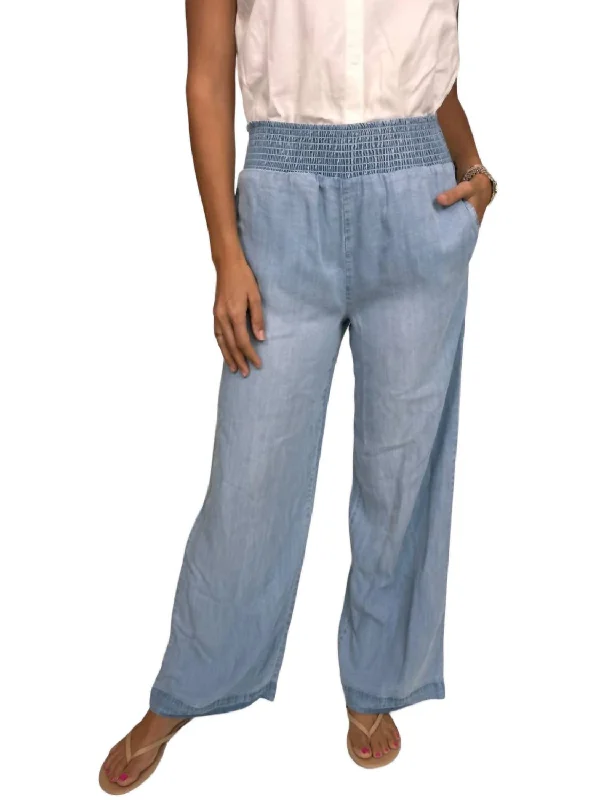 Cute Design Comfortable And Cold-proof Wide Leg Pants In Caribbean Wash