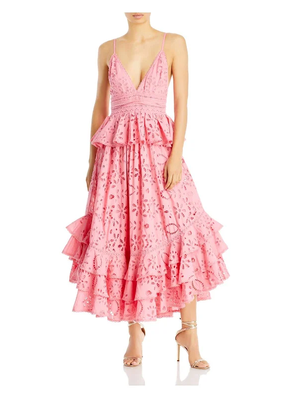Integrated Design European And American Style Womens Cotton Eyelet Maxi Dress