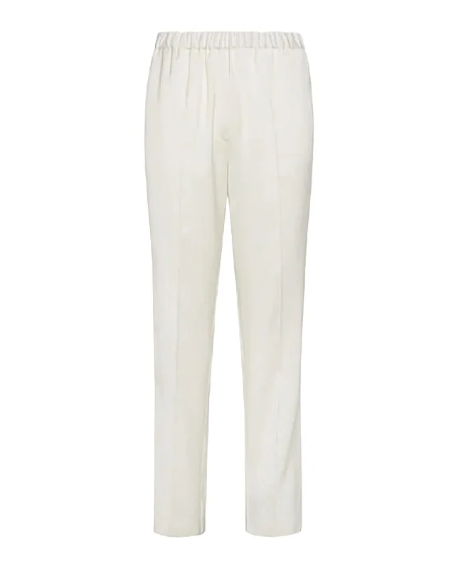 New Autumn And Winter Styles High-quality Fabrics Women's Elasticated Waist Slub Trouser In Batida New Autumn And Winter Styles High-quality Fabrics Women's Elasticated Waist Slub Trouser In Batida