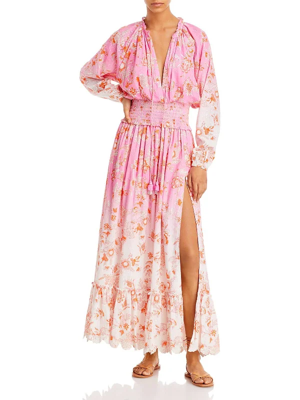 Exquisite Embroidery Sports Fashion Womens Embroidered Long Maxi Dress