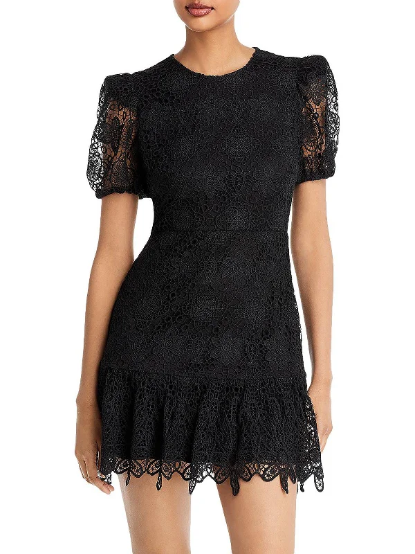 Classic And Versatile Exclusive Customization Womens Lace Overlay Above Knee Fit & Flare Dress