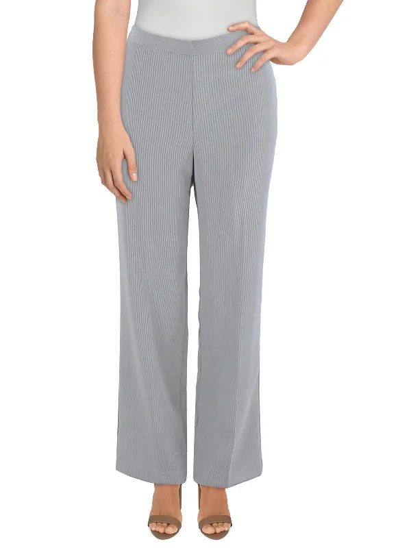 French Style Elegant And Simple Womens Ribbed Corduroy Straight Leg Pants