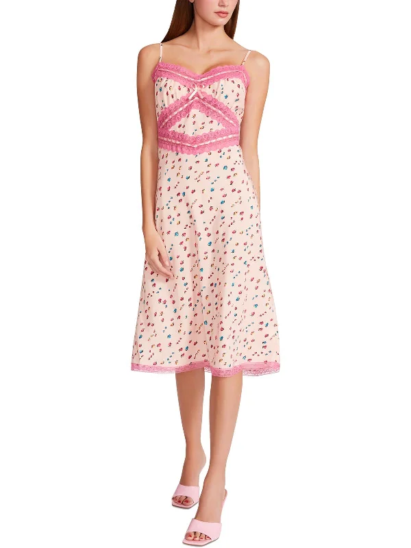 Celebrity Must-have Fashion Design Womens Satin Lace Inset Slip Dress