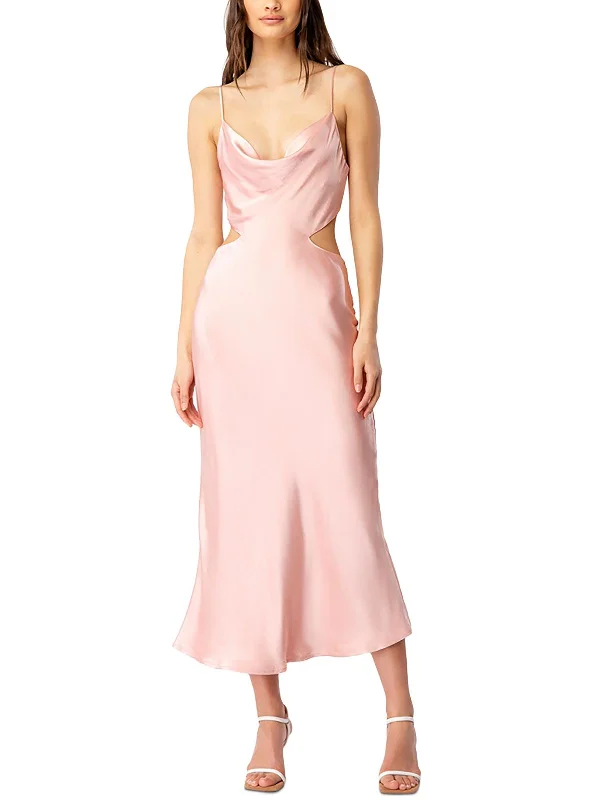 Fashionable In The Times Elegant And Simple Womens Satin Midi Slip Dress