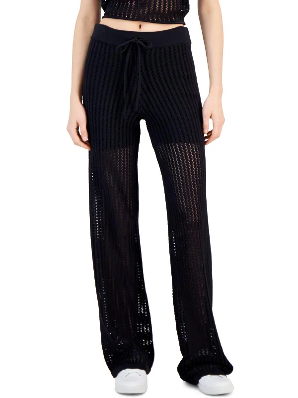 Sports Fashion Minimalism Womens Straight -Leg Long High-Waisted Pants