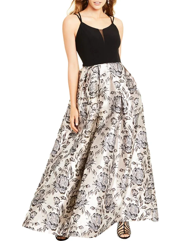 Fashionable And Fashionable Luxury Temperament Womens Strappy- Back Printed Formal Dress