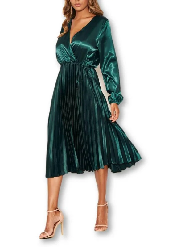 French Style Soft And Comfortable Womens Surplice Long Cocktail and Party Dress