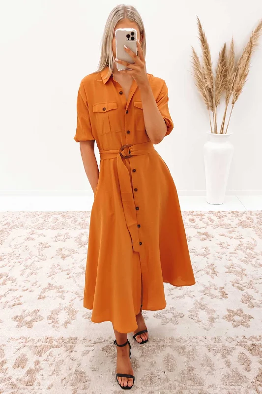 Boutique Recommendation Lively And Youthful Ximena Midi Dress Orange