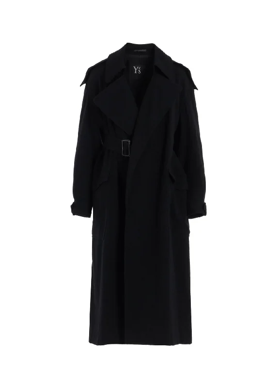 Simple Matching Avant-garde Design STRETCH FLANNEL TRENCH COAT