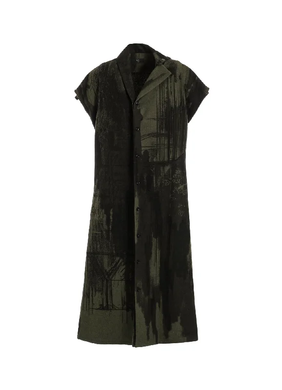Creative Prints High-quality Fabrics WOOL FLANNEL LOGO SCRIBBLE PT FRENCH SLEEVE DRESS