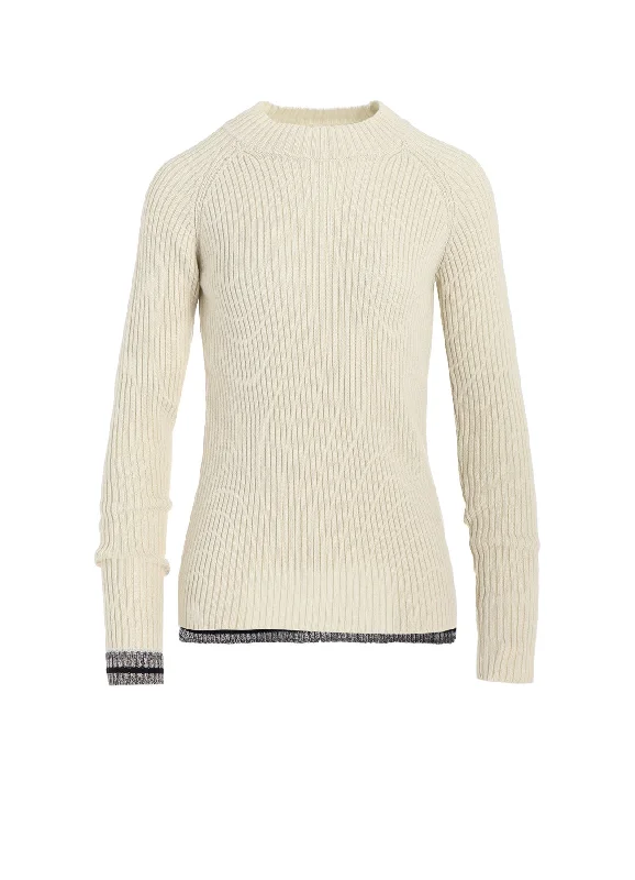 Spring Fashion Simple Matching RIB MINI HIGH NECK RAGLAN PULLOVER