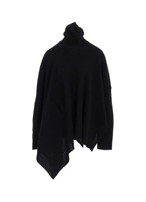 Luxury Style Elegant Design RIBBED UNBALANCED PONCHO
