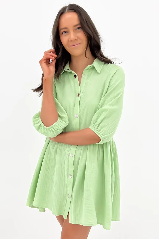 Personalized Wear Slightly Flared Design Zadie Mini Dress Green