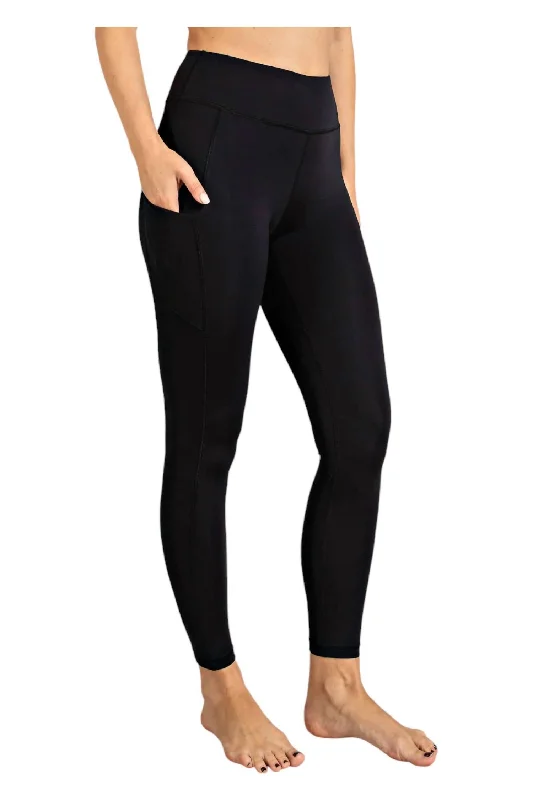 Integrated Design Comfortable Design Athleisure Leggings With Pockets In Black