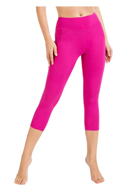 Unique Prints Stretch Design Athleisure Leggings With Pockets In Hot Pink