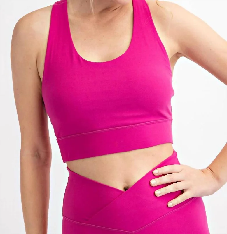Exquisite Tailoring High-end Fabrics Athleisure Sports Bra In Hot Pink
