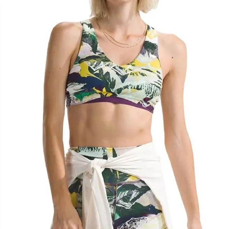 Floral Prints Autumn Selection Dune Sky Sports Bra In Black Currant Purple Trail