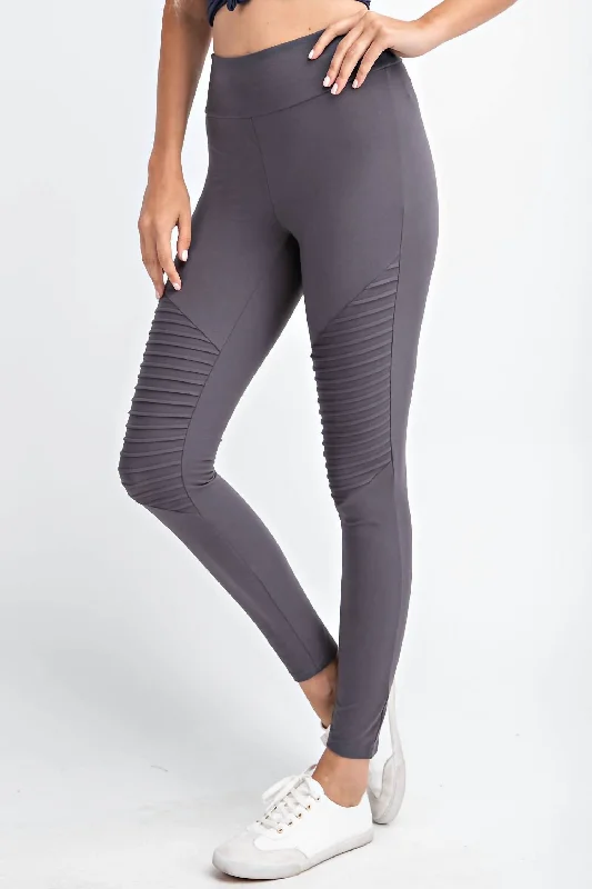 Romantic Data Street Charm Full Length Moto Leggings In Grey